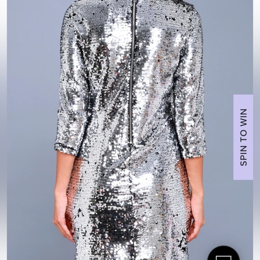 08. Lulus Main Event Silver Sequin Sheath Dress - image 3